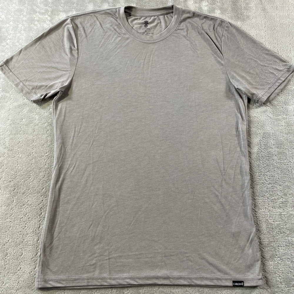 Cariloha Shirt Tee Mens Medium Gray Comfort Crew Bamboo Summer Soft Light Beach